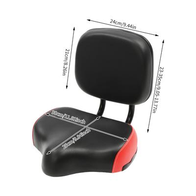 Fahrradsitz mit Rückenlehne Übergröße Komfort Fahrradsattel Ersatz Weicher Memory-Schaum Polsterung PU-Leder Fahrradkissen für eBike