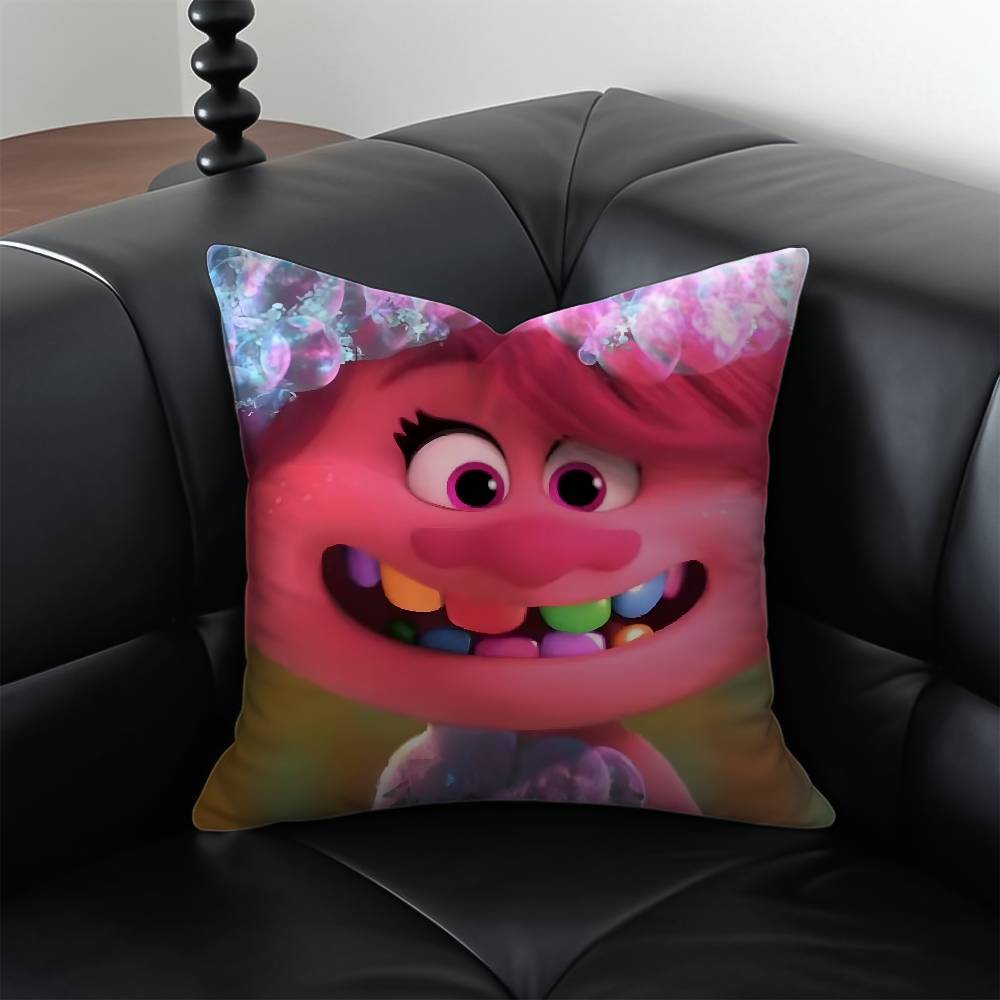 T-Trolls Band T-Together Pillow Case Anti-dustmite Pillowcase Invisible zipper silky short plush Sofa cushion cover