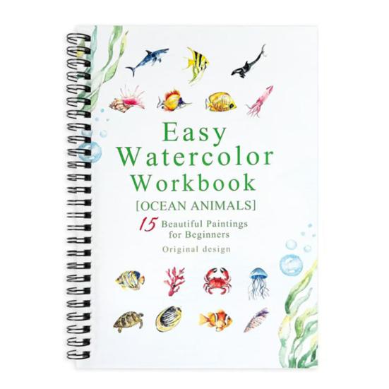 Watercolor Painting Workbook Kids Adults Beginners Watercolor Coloring Book 15 Paintings Botanical Plants Animal Painting Book