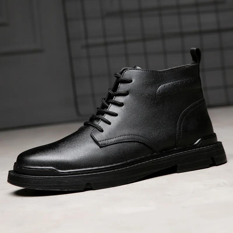 

Genuine Leather Men Boots Plus Size Snow Boots for Men Spring Ankle Boots Shoes Man Punk Casual Riding Flats Equestr Botas Hombr 38