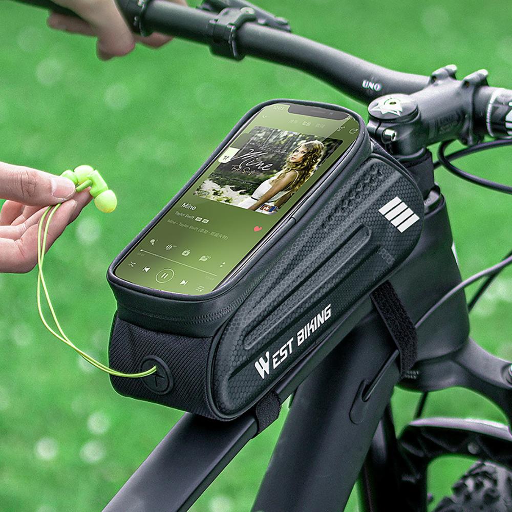 Bicycle Top Tube Front Frame Bag Waterproof Hard Shell Bag 7'' TPU Touch Screen