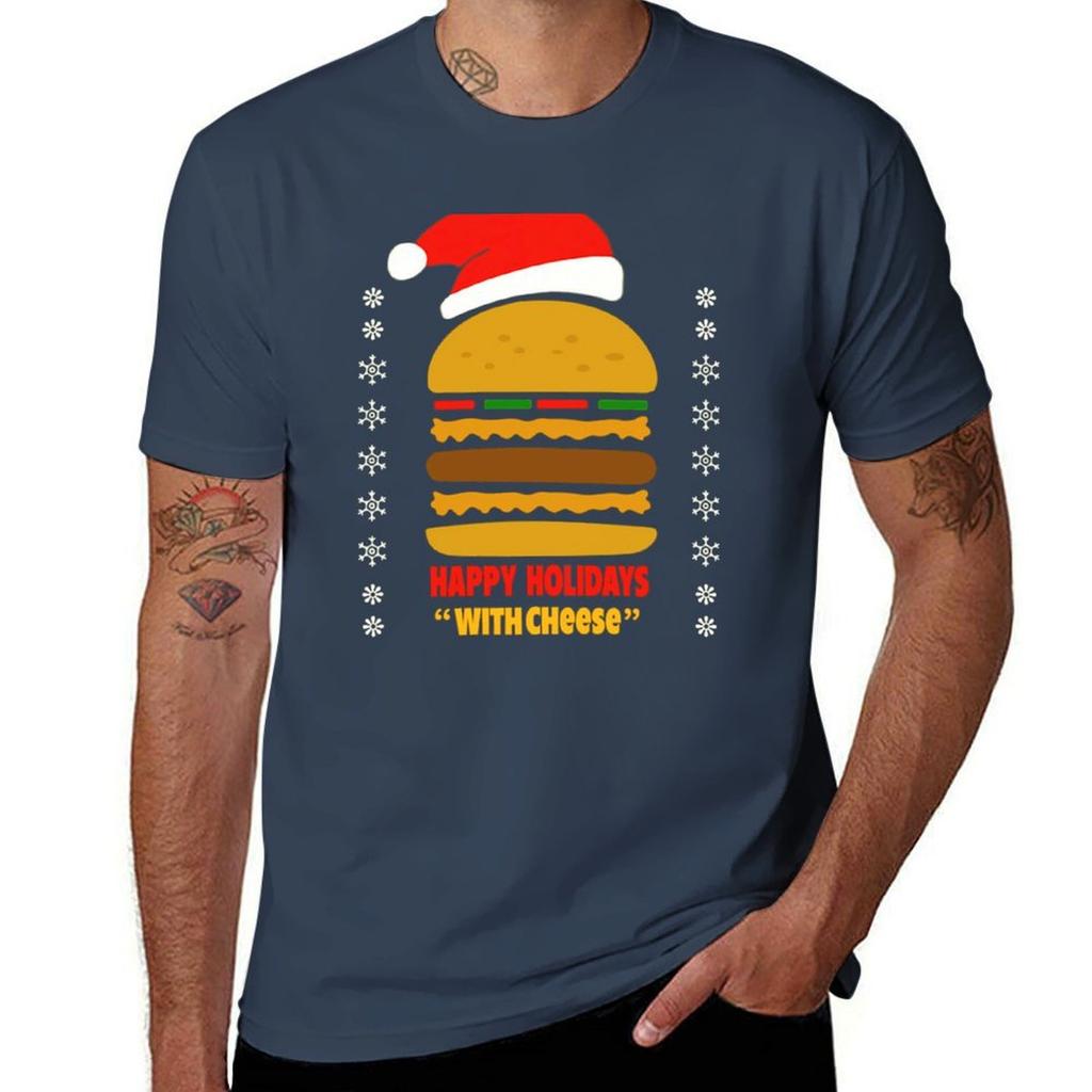 Happy Holidays With Cheese Tshirt Creative Graphic Tee Shirt