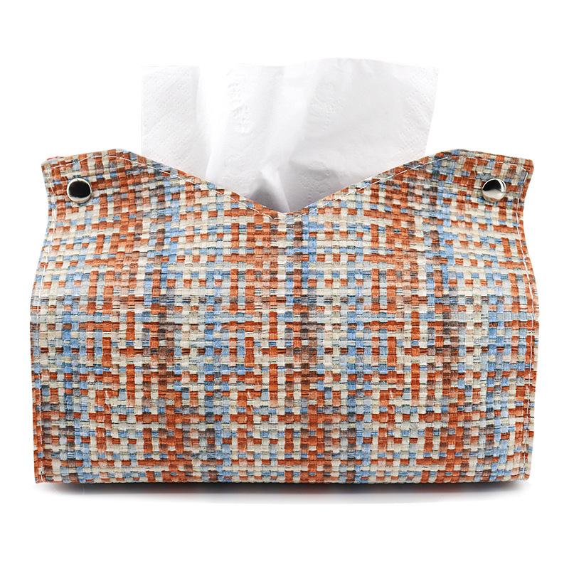 Creative Woven Leather Small Fragrant Style Tissue Box For Home Living Room Bedroom Car Paper Box Gift Home Decoration
