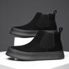 British Style Men Chelsea Boots Casual Leather Ankle Boots Pure Color High Top Shoes Versatile Winter Shoe Warm Plush Snow Botas
