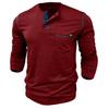 Bărbați mâneci lungi Cămăși Henley Pulovere din bumbac Tricou tricotat cu nasturi Gât rotund Topuri cu buzunare la piept Elegant, zilnic, ocazional, îmbrăcăminte pentru bărbați