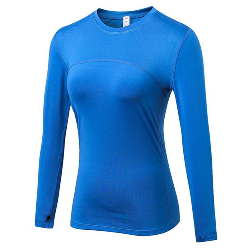 Women's Tight PRO Fitness Running Yoga Sports T-shirt Sweatwicking Quick Drying Mesh Panel Elastic Long Sleeve Top