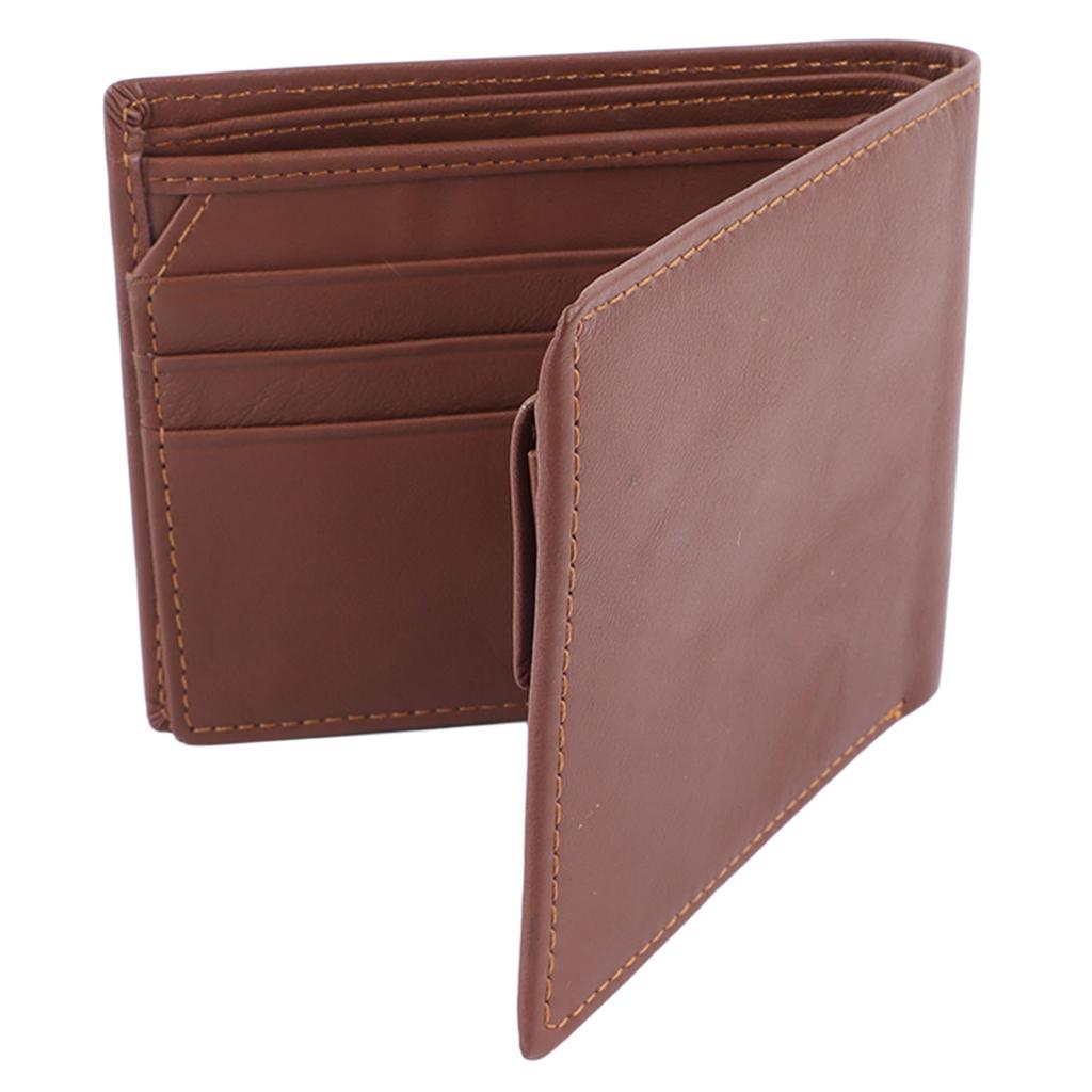Bifold Wallet Pocket Wallet Light Brown Leather Multiple Slots Card Wallet for Men Adults Travel Daily