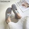 Fashion SUOJIALUN 2025 Spring New Brand Women Flat Shoes Fashion Round Toe Slip On Ladies Elegant Loafer Shoes Soft Flat Heel Boat Shoes