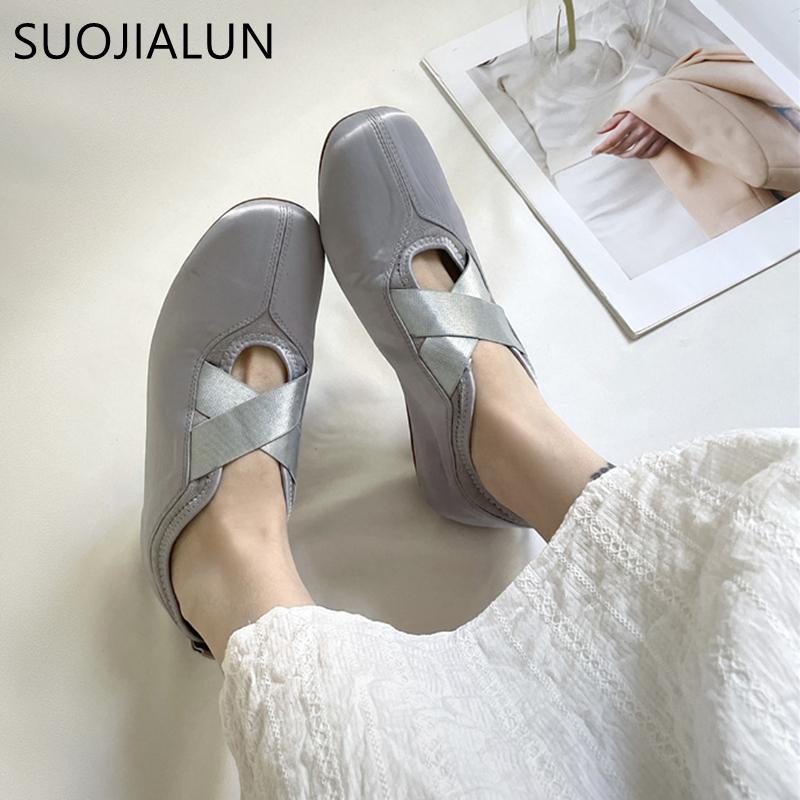 Fashion SUOJIALUN 2025 Spring New Brand Women Flat Shoes Fashion Round Toe Slip On Ladies Elegant Loafer Shoes Soft Flat Heel Boat Shoes