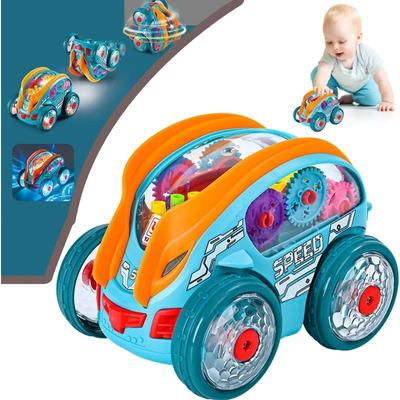 Speedlite Dynamic Gear-Powered Car with LED Lights, Speed Lite Toy Car with Lights and Music,Stunts Somersaults Car