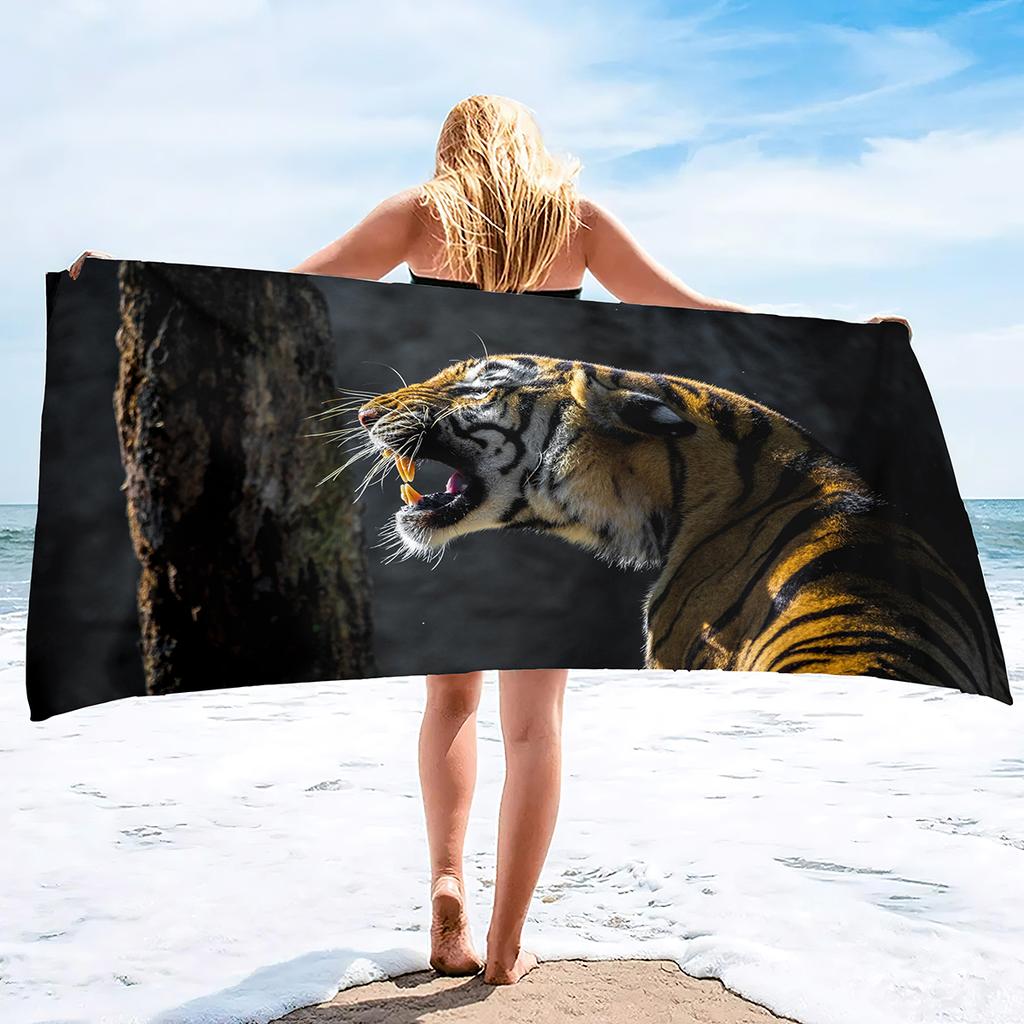 Oversized Beach Towel Pool Towels Microfiber Quick Dry Swim Towel Blanket Large Microfiber Sand Free Beach Towels Tiger Print