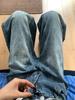 Spicy Girl Retro Blue Distressed Wide-Leg Jeans - Women's Summer Versatile Slimming Banana Pants
