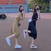 Damen einfarbiges schlankmachendes Sommerkleid mit Anzugkragen: Reifer koreanischer Stil