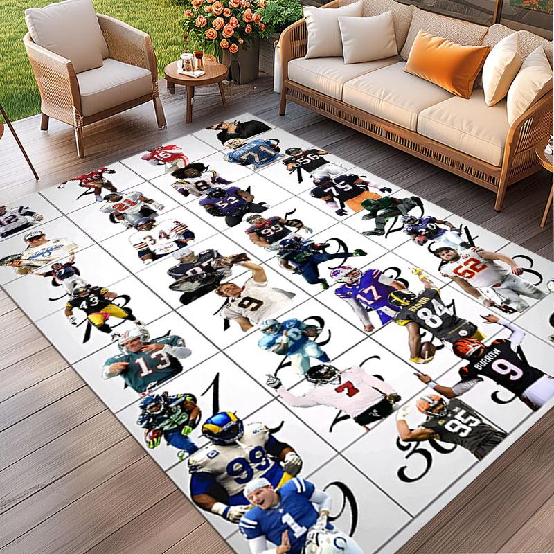 NFL Print Rug, Washable Floor Carpet, For Entryway Dorm Laundry Room Office Study, Home Decor Birthday Christmas Gift