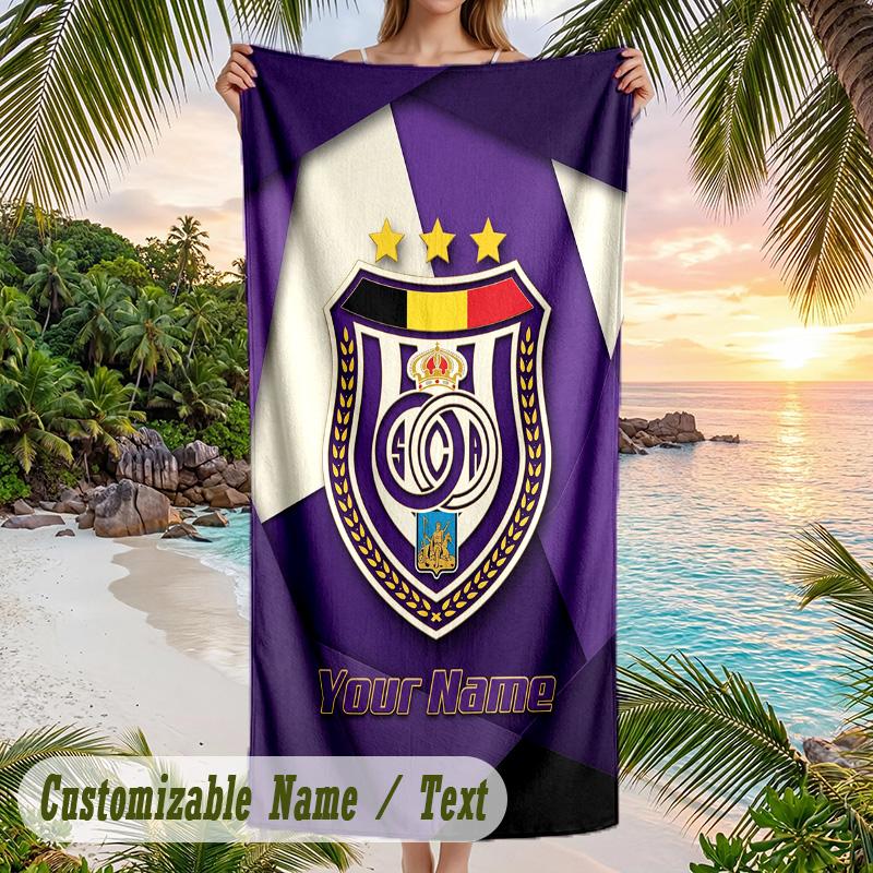 Beach Towel Anderlecht FC Print Custom Name Text Soft Towel for Swimming Pool