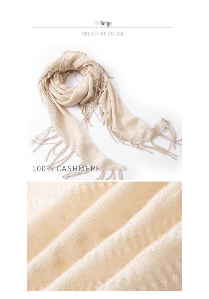 Women's 100% Pure Cashmere Shawl - Autumn/Winter Fashion Tassel Knit Scarf