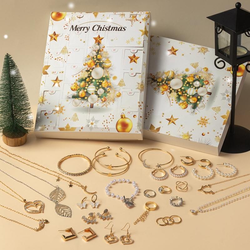 1 Set 24 Günlük Noel Geri Sayım Takvimi Sürpriz Kendin Yap Yaratıcı Takı Uçlu Yapım Kiti Noel Advent Takvimi Kız Bileklik