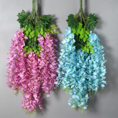 Künstliche Glyzinien-Blumen-Hängegirlande, unechte Seiden-Hängeblumen-Ketten, falsche Glyzinien-Blumenranke für Hochzeitsgarten-Hintergrunddekoration