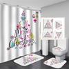 Afroamericano Afro Sexy Chica Negra Mujeres Arte Diseño Arte Graffiti Juego de Cortinas de Ducha para Baño Alfombrillas Alfombras Tapa de Inodoro Poliéster con Ganchos