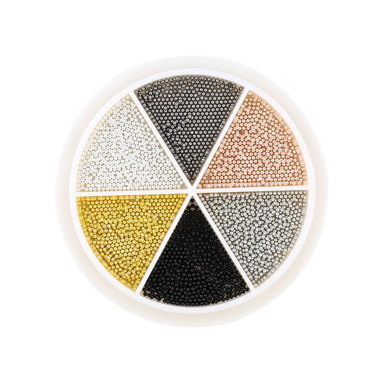 6 Grid Small Steel Ball Nail Art Jewelry Metal Gold Silver Rose Gold Nail Art Steel Ball Small Nail Art Jewelry Mixed