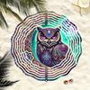 3D Metal Owl Wind Chime Outdoor Hanging Decor with Iridescent Purple Blue Golden Patterns Perfect for Christmas Thanksgiving Holiday