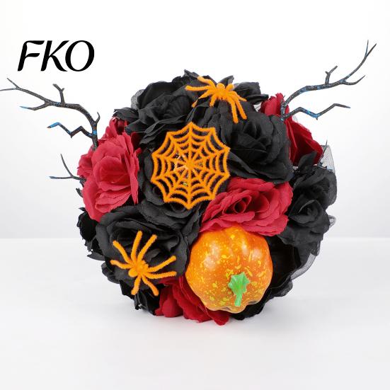 Gothic Artificial Bouquet Wedding Bouquets for Bride And Bridesmaid, Halloween Bouquet, Dead Branch Flower Black Rose Blooms Fake Centerpiece,