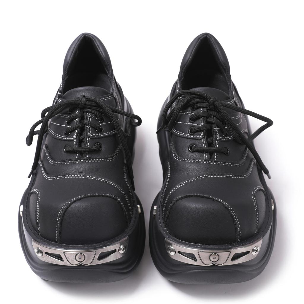 Women's Platform Leather Shoes Metal Punk Big Head Muffin Women Shoes High Quality Design Sense Thick-soled Single Shoes Zapatos