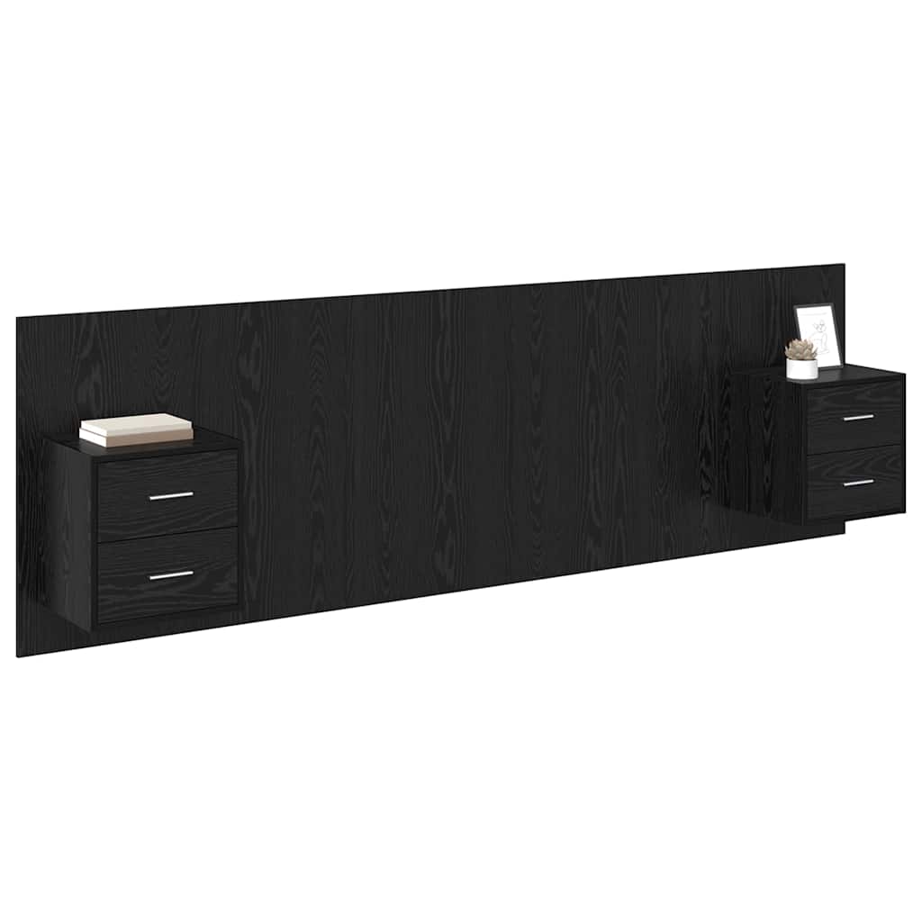 vidaXL Kopfteil mit Schrank 3 stk. Schwarz Eichen-Optik Holzwerkstoff