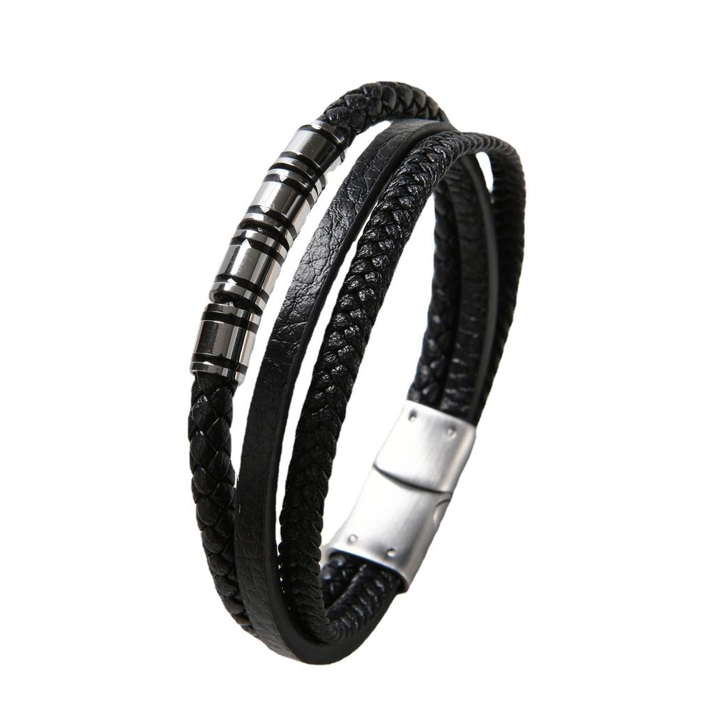 Source Popular Accessories Men's Personality Weaving Multi-layer DIY Leather Bracelet Leather Rope Bracelet