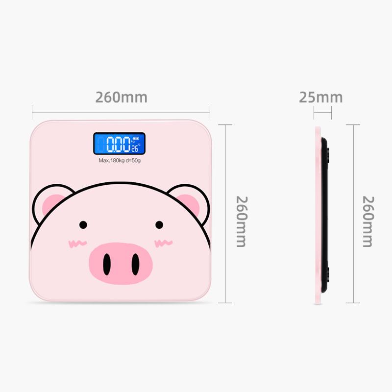 Cartoon Pig Bathroom Body Scales Lcd Display Body Weighing Digital Scales Toughened Glass Floor Electronic Smart Weight Scales