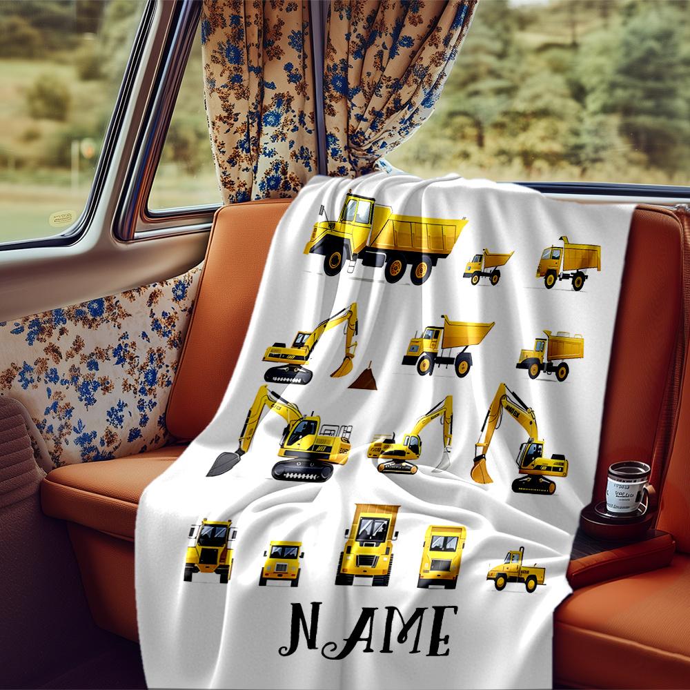 Construction Vehicles And Equipment Showcase Blanketcustomize Your Name Lightweight Comfortable And Stylish Blanket For Travel Bed Home Chair Office