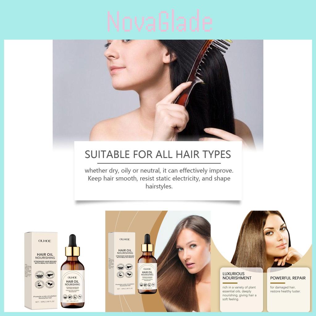 Ouhoe Nourishing Hair Oil Serum For Moisturizing Dry Hair And Detangling 55ml