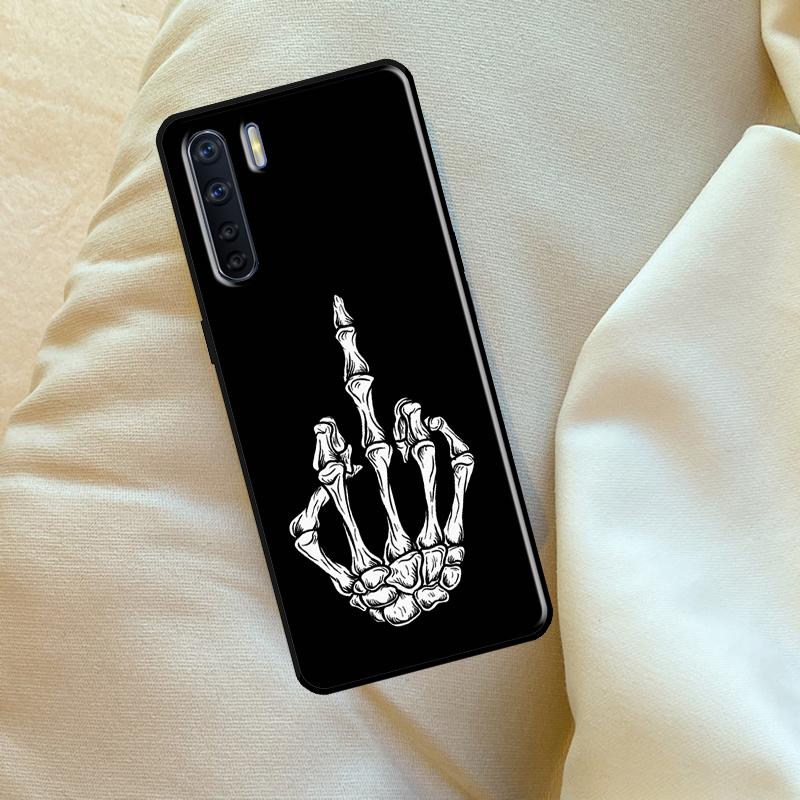 Skeleton Middle Finger Case For Oppo A96 A76 A16 A18 A38 A58 A78 A98 A74 A94 A54 A80 A60 A40 A15 A17 A57 A5 A6 Pro