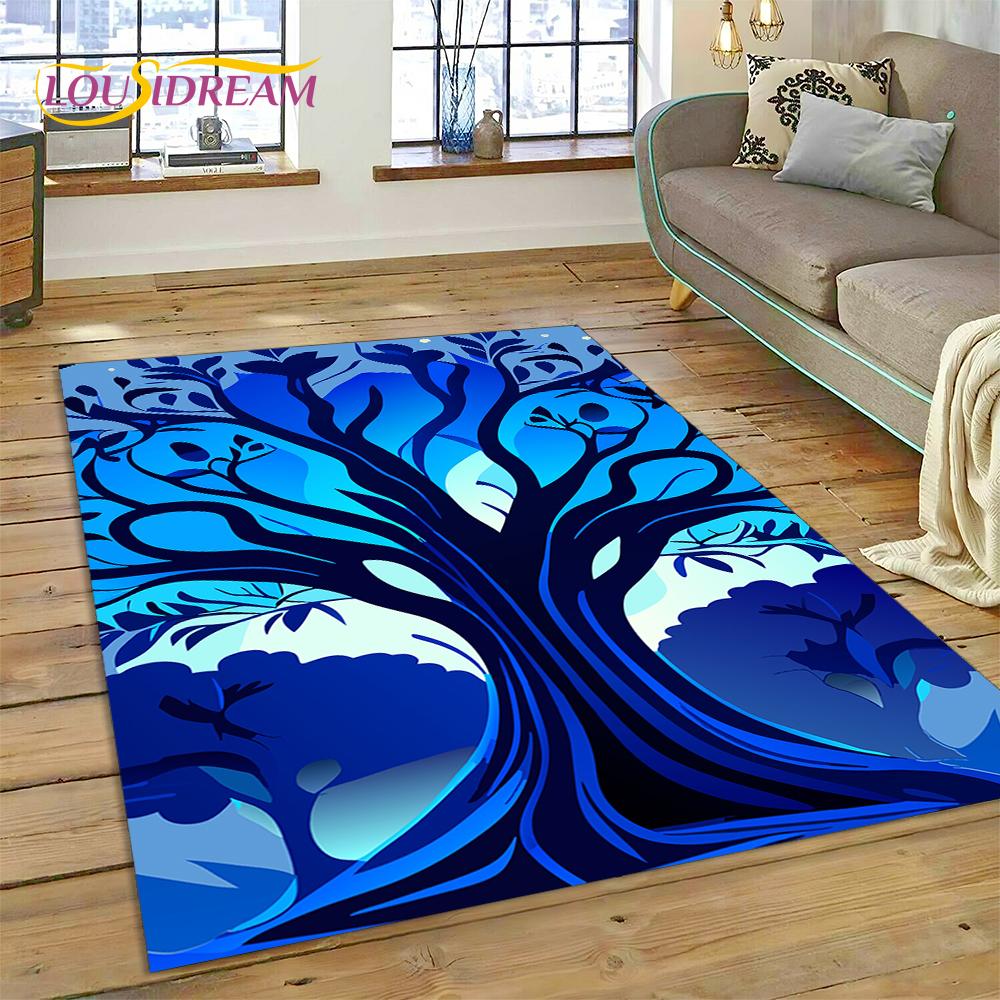 Tree of Life Nature Viking Yggdrasil Norse Rug Carpet for Living Room Bedroom Decor,Non-slip Decoration for Sofa Doormat Gift