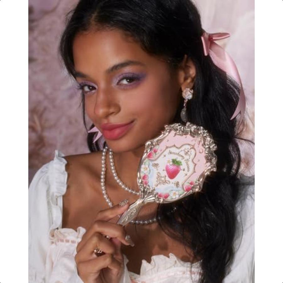 

Зеркало ручное Strawberry Rococo Портативное ручное зеркало Фантазийное милое зеркало Принц с длинной ручкой Подарок для девочек Нежно-розовый United States