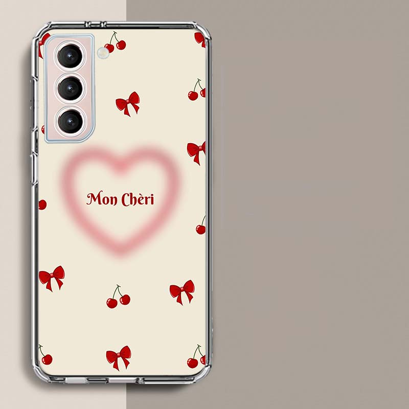 

Cherry Bow Phone Case For Samsung Galaxy S25 Edge S24 S23 FE S21 S20 S10 Plus S22 S26 Ultra Cover Clear Cases TPU Capa Shell Coq Samsung S25 Plus