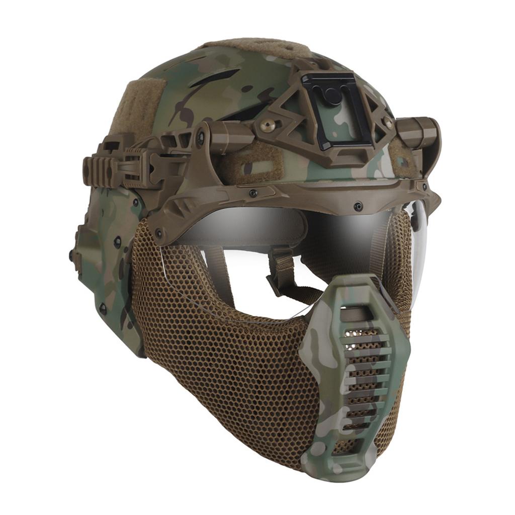 Maschera Airsoft con Occhiali Protezione Integrale Casco Protettivo per Paintball Festa Cosplay