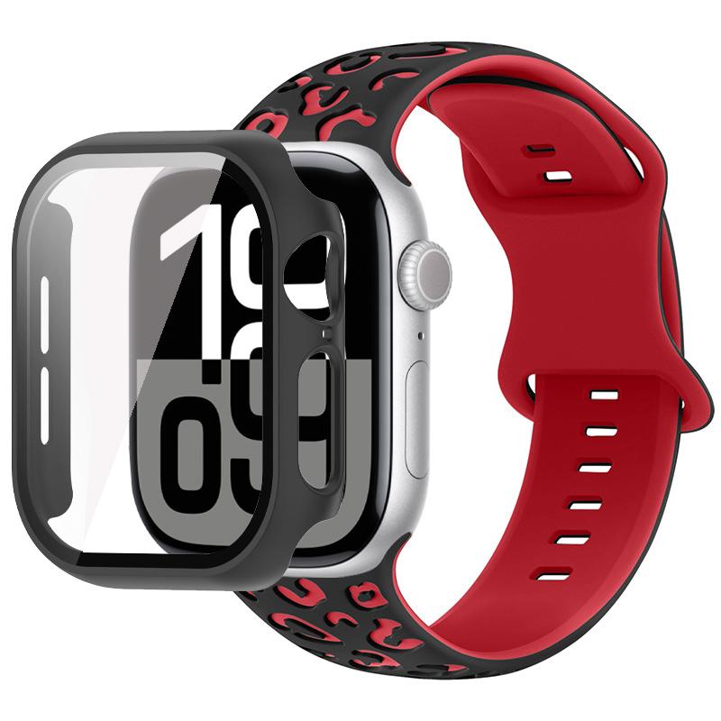 2in1 Case Strap For Apple Watch Band 46mm 44mm 41mm 41mm 40mm 38mm 42mm Watch Glass Case+Silicone Bracelet iwatch Series 11 10 9 8 7 6 5 4 SE3