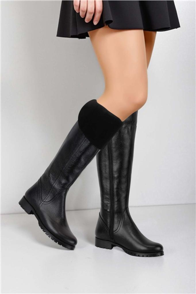 Cizme de modă elegantă și moderne pentru femei Ghete din piele naturală din piele intoarsa Cizme lungi bihter cu fermoar din piele intoarsa neagra pentru femei