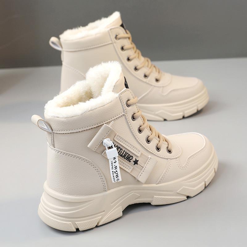 Winter Thick-soled Women Sneakers  New Warm Plus Velvet Cotton Shoes Large Size 42 Height-increasing Platform Women's Shoes