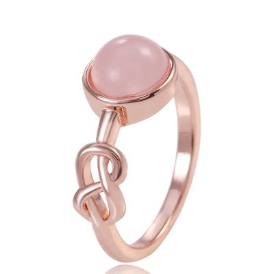 Huitan Romantische Roségoud Kleur Ring Vrouwen Solitair Roze Steen Prinses Feest Vinger Accessoires Mode Sieraden Ring Schattig Cadeau