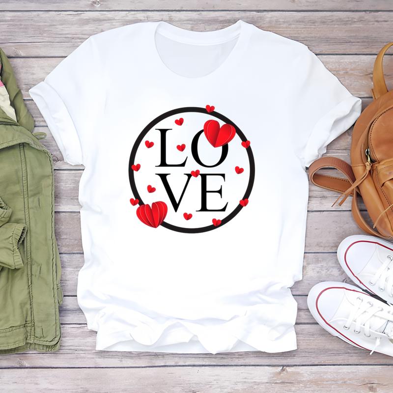 Summer trendy cute printed women's T-shirt, short-sleeve daily fashion top for women, stylish and comfortable.