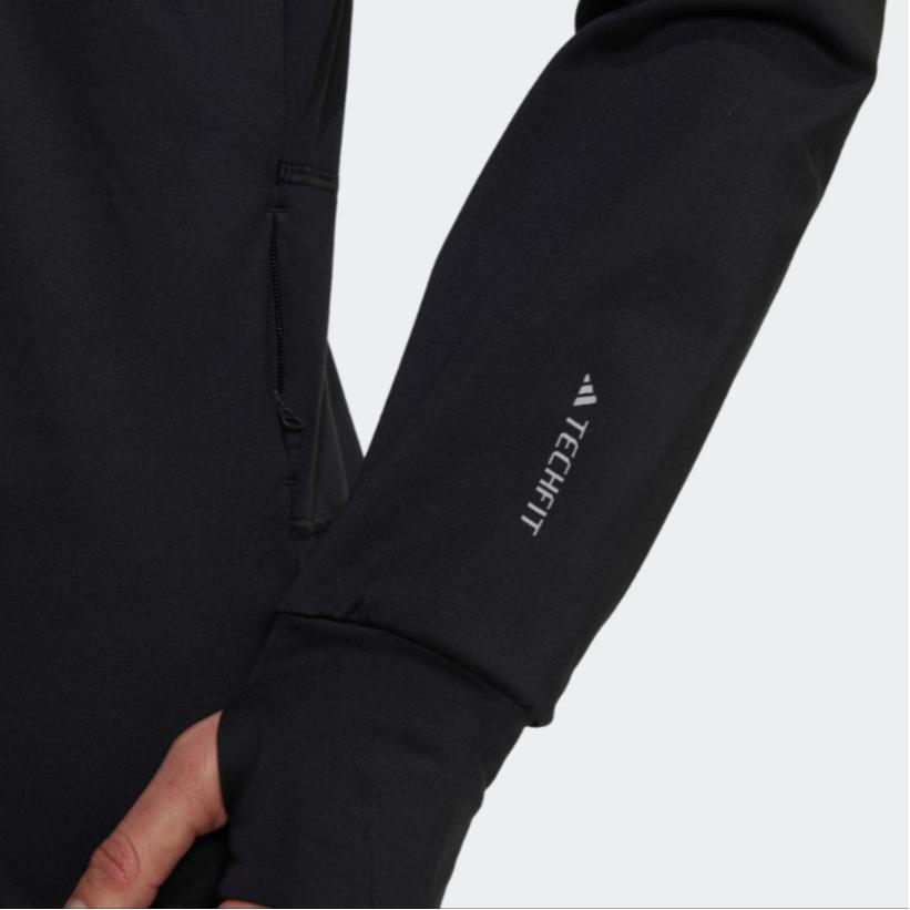 Adidas Solid Color Logo Print Stand Collar Half Zip Sweatshirt Women Sweatshirt Black HD3916