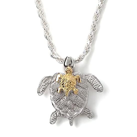 

Hawaiian Jewelry Necklace Pendant Yellow Gold Plated Honu Jewelry [LocoMocoAloha] [Genuine]