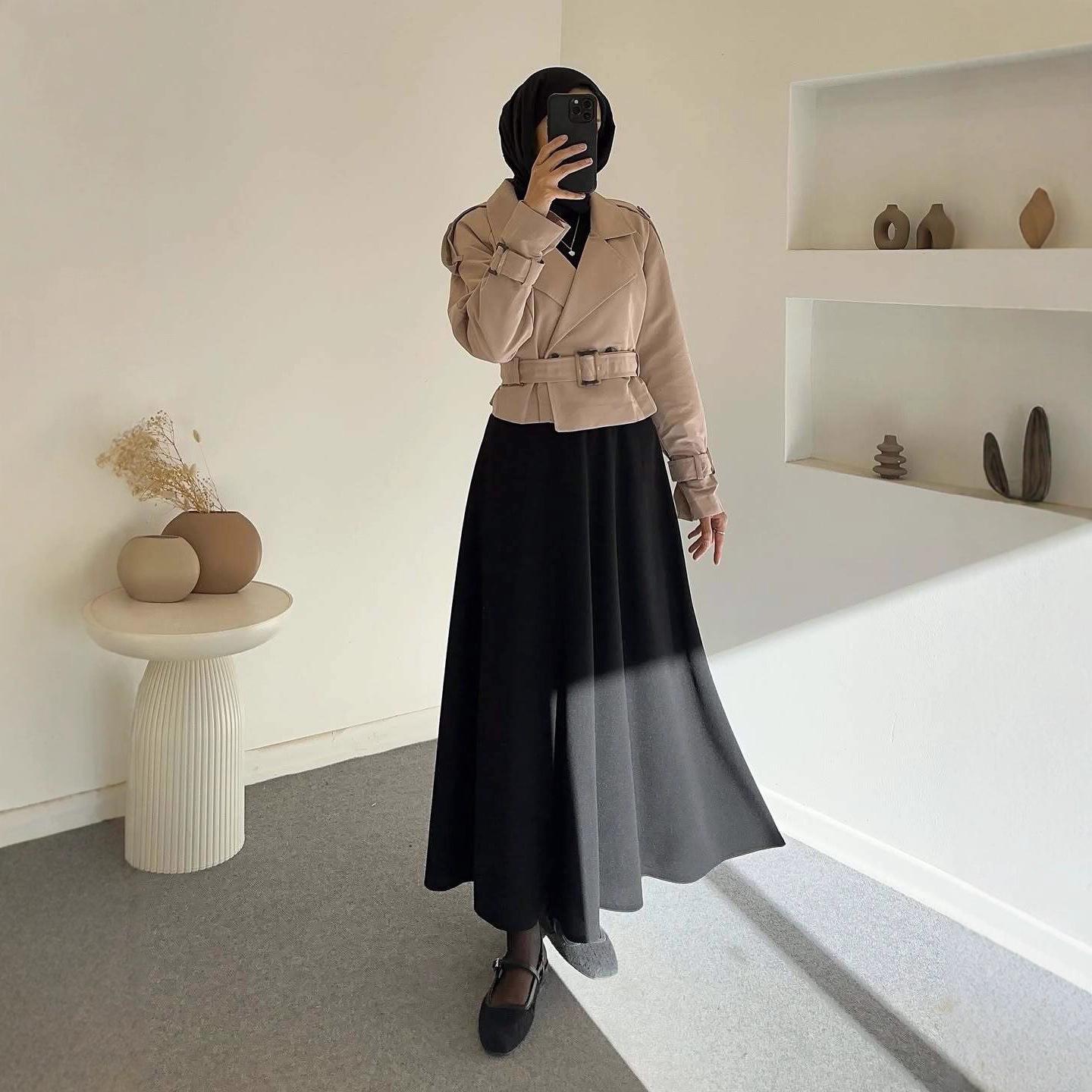 2025 Cross-border European & American Autumn New Collar Collar Trench Coat Long Sleeve Waist-Cinching Fashionable Elegant Vintage Slimming A-Line XS