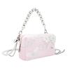 Dior DIY Stil Kosmetiktasche Leinwand Rosa Schmetterling Tragbar Schulter Sanft Französisch Elegant Romantisch Spitze Stickerei Perle Pendeln Date