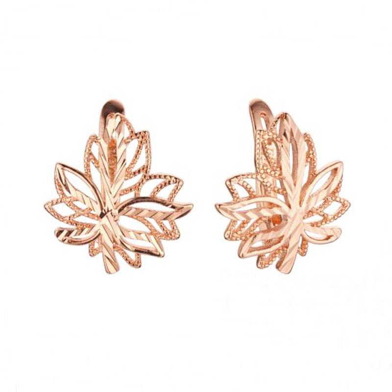 

FJ 585 Белое золото Цвет Лист Форма Растение Женские Серьги Пусеты Подарок