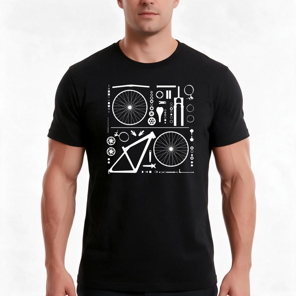 Mountain Bike In Pieces Tshirt Summer Casual Cotton Tee Oversized Streetwear Tops Vintage Graphic Print Unisex Unisex Unisex