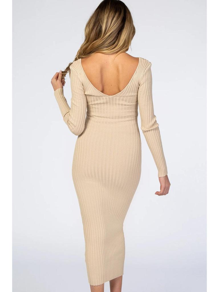 Tehotenské šaty s dlhým rukávom a výstrihom do V, slim fit, v rôznych farbách