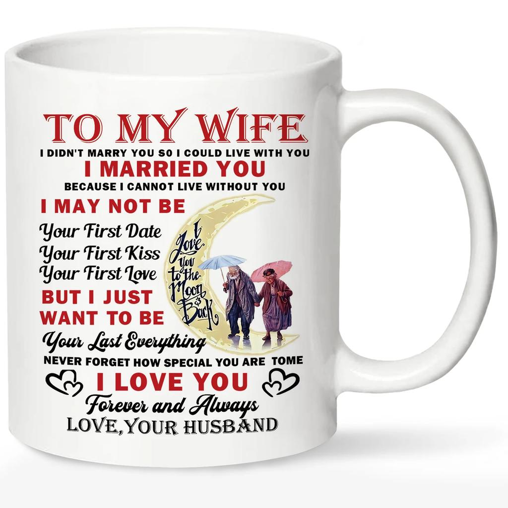 1 Stück, Kaffeetasse für meine Frau, Keramiktasse, Romantische Jubiläums- & Geburtstagsgeschenke für die Frau vom Ehemann, 320ML